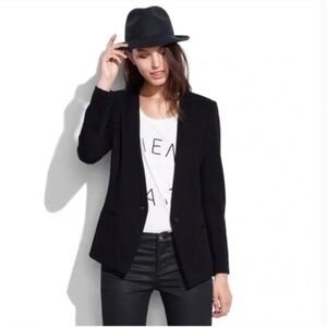 Madewell Black Tribune Blazer Collarless Single Button Women's Size 4